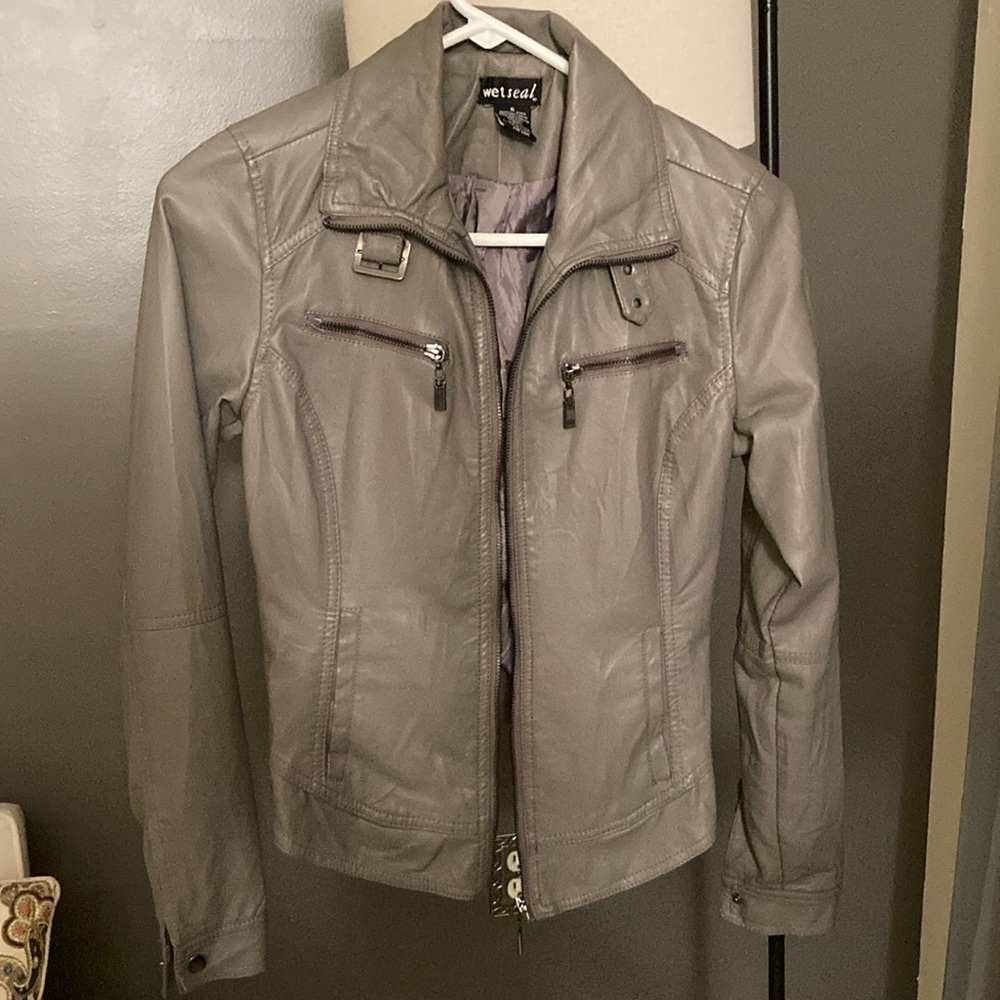 Gray Leather  Jacket